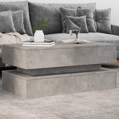 vidaXL - Salontafel - met - LED-verlichting - 90x50x40 - cm - betongrijs