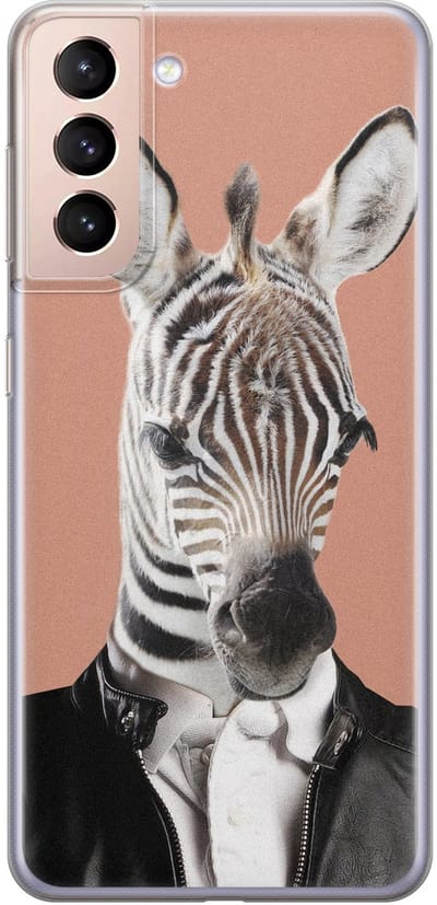 Leuke Telefoonhoesjes - Hoesje geschikt voor Samsung Galaxy S21 Plus - Baby zebra - Soft case - TPU - Print / Illustratie - Roze