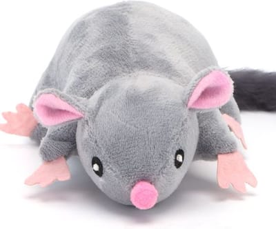 Nobleza Speelmuis Kat met Kattenkruid - Kattenspeelgoed - Catnip Speeltje - Pluche Muis - 18 cm - Grijs/Roze