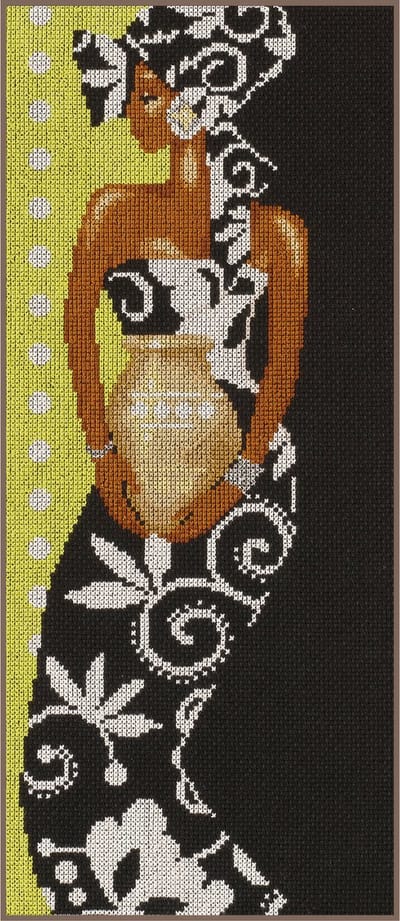 Lanarte Borduurpakket - Borduurset - Borduurpakket volwassenen - Telpakket kit - 20 x 40cm - Afrikaanse met vaas - PN-0008188