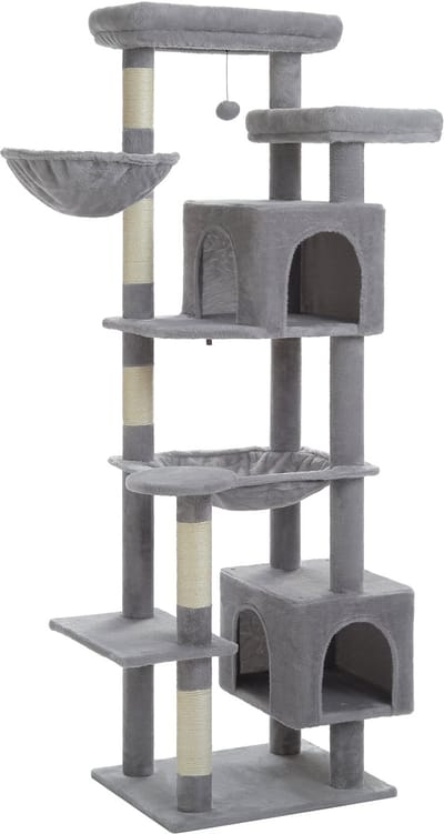 Kattenu MeowMansion - Grote Krabpaal Voor Grote Katten - Grote Krabpaal XXL katten - Grijs - Krabpaal voor zware katten
