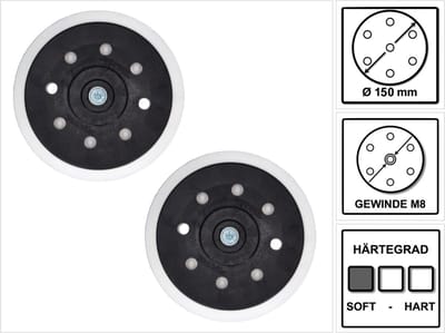 2x Makita schuurschijf zacht voor excentrische schuurmachine / schuurmachine 150 mm M8 ( 196684-1 )