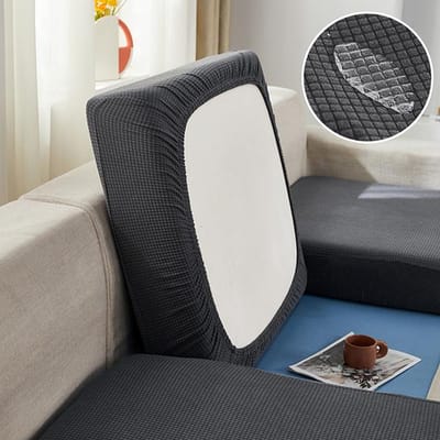 Waterdichte bankkussenhoes bankhoes hoge stretch bankstoel hoes meubelbeschermerhoezen voor woonkamer alle hoezen Back Cushion Cover donkergrijze kleur