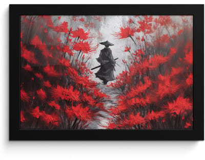 Poster in lijst - Fotolijst 30x20 cm - Posters - Rode bloemen - mistig - Man - Posterlijst zwart - Decoratie - Wanddecoratie woonkamer - Muurdecoratie slaapkamer