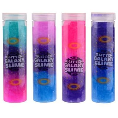 Johntoy Galaxy slijm speelgoed in tube 400gr kleurrijk en glinsterend.