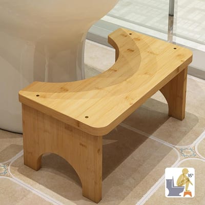 Bamboe Toiletkruk - Badkamerkrukje Opstapje - Verbeterde Houding - Duurzaam Bamboe Materiaal - 37x20x17cm - Natuurlijk