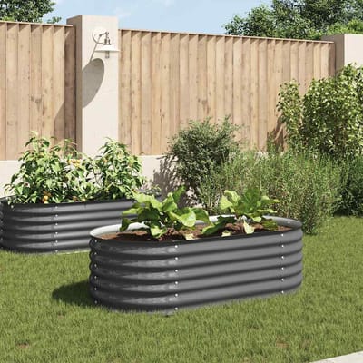 vidaXL - Plantenbak - verhoogd - 160x80x44 - cm - gegalvaniseerd - staal - grijs
