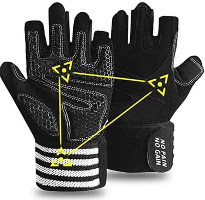 Gewichtheffen handschoenen met polsbandjes | Gel gewatteerd voor Crossfit en fitness | Volledige palmbescherming, ademend en antislip design