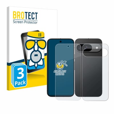 BROTECT - Screenprotector voor Google Pixel 9 (Voor+Achter) - Folie Beschermfolie Beschermglas matte 3 Stuks