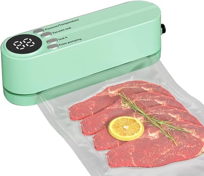Mini-vacuümmachine, draagbare vacuümverpakkingsmachine, geschikt voor continu gebruik op hoge snelheid, vacuümverpakkingsmachine voor levensmiddelen (groen)