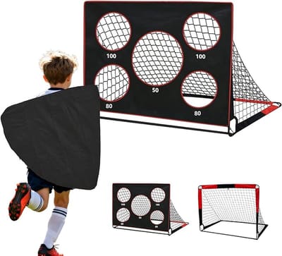 2-in-1 Opvouwbaar Voetbaldoel voor Kinderen – Tuin Voetbaldoel met Doelwand en Draagtas – Kleine Voetbaldoelen voor Binnen en Buiten – Geschikt voor Tuin, Park en Strand