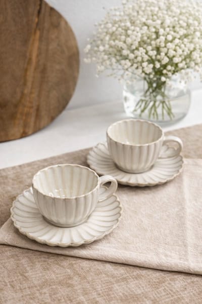 Almina - 12 delige Bloomy Koffie- Theekopjes set - 220 ML