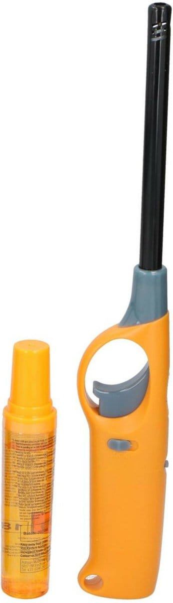 Flame Classics Gasaansteker - lange steel - met navul cilinder - geel - 25 cm - BBQ/ keuken