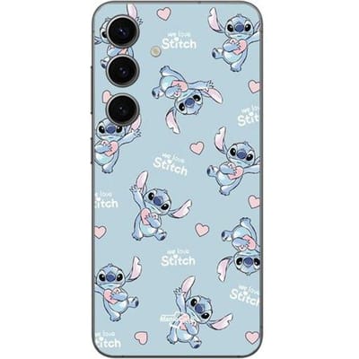 Coque Samsung Galaxy S24 Plus Stitch love coeur rose Maniacase zwart