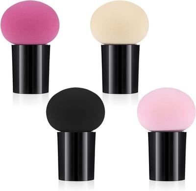 Mini Makeup Sponzen Set van 4 - Poeder Puff, Paddestoelvormige Applicators en Borstels voor Vloeibare Foundation en Make-up Tools