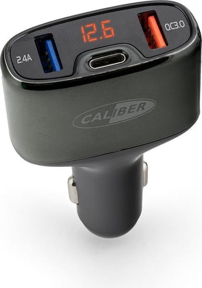 Caliber Autolader - Auto oplader - 2 USB poorten & 1 USB C Poort - Snellader - QC 3.0 2.4A - Geschikt voor o.a. Smartphone - Universeel (PS54)