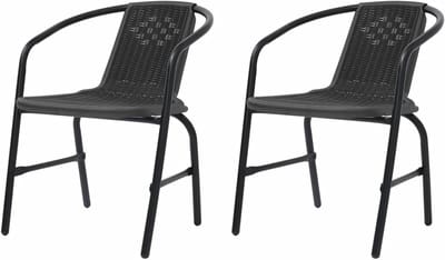 Tuinstoelen - Buitenstoelen Terrasstoelen - Buiten Eten Ontspannen - Stapelbaar - 62 x 55 x 74 cm - Zwart