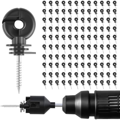 Omheinings Isolator - Paal Bevestiging - Elektrische Omheining - Schroefbevestiging Weerbestendig - 120 Stuks - Zwart