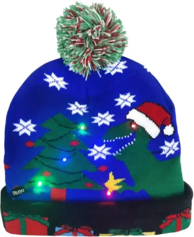 Livano Kerstmuts - Volwassenen - Kerst - Kertsman - Winter - Warm - Christmas - Donkerblauw - Met Lichtjes