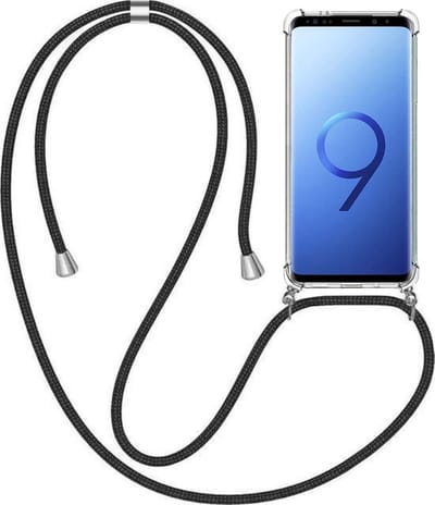 Telefoonhoesje Geschikt voor Samsung Galaxy S9 Plus met Koord en Stootrand - TPU Backcover Shockproof met Lanyard - Smartphonica geschikt voor Samsung Galaxy S9 Plus