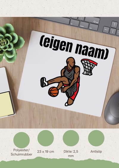 Akyol - basketbal man met eigen naam Muismat - Basketbal - iemand die op basketbal zit - sport - bal - wedstrijdsport - verjaardag cadeau - kado - 23 bij 19 cm