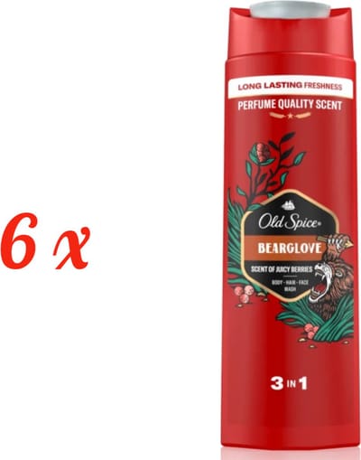 Old Spice Bearglove 3-In-1 Hair&Body en - Voordeelverpakking 6 x400 ml -Shampoo - Douchegel en Gezicht 400ml