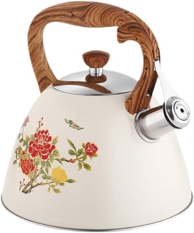 Fluitketel 3L - Waterkoker RVS - Water Koken - Kleurveranderende Bloemen - 3 Liter - Zilverkleurig
