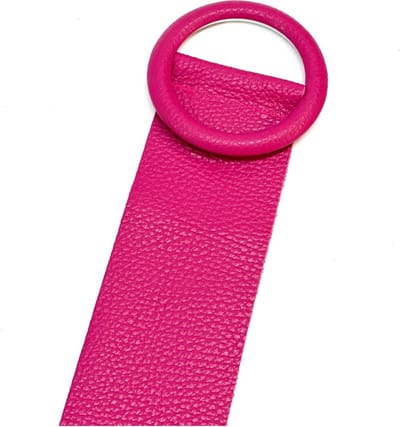 Fuchsia Brede Leren Riem Ronde Gesp - Taille Riem - Leer Leder - Brede Dames Riemen Ceinturen - Fuchsia