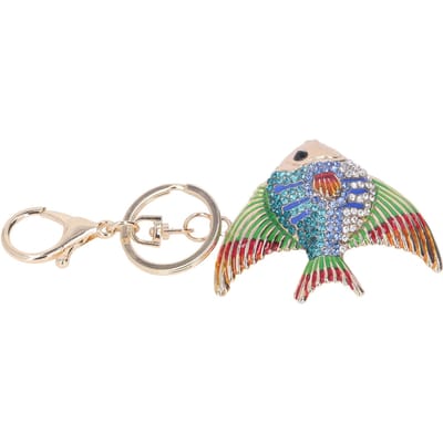 Porte-clés poisson brillant métallique lustre mignon poisson tropical strass poisson porte-clés fait à la main pour beige