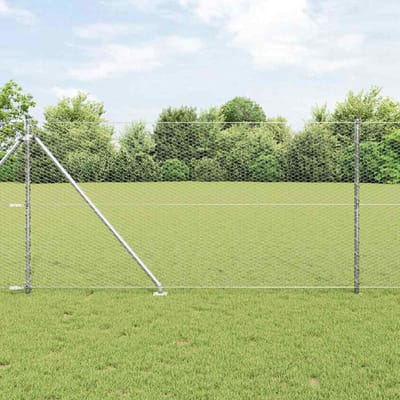 vidaXL - zeshoekig - gaasgek - met - palen - 100 - x - 1,4 - m - Gegalvaniseerd - staal