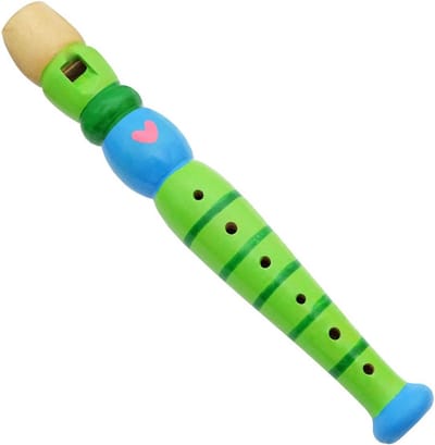 Houten Kinderfluit Groen - Kindvriendelijk Muziekinstrument met 6 Gaten