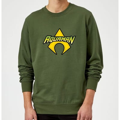 Justice League Aquaman Logo Sweatshirt - Forest Green - XL - Forest Green