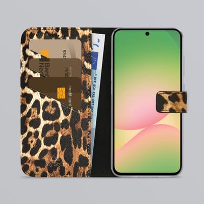 My Style Telefoonhoesje geschikt voor Samsung Galaxy A36 Hoesje | My Style Flex Wallet Bookcase Portemonnee | Pasjeshouder voor 3 Pasjes | Telefoonhoesje voor Pinpas / OV Kaart / Rijbewijs - Wild Leopard | Bruin