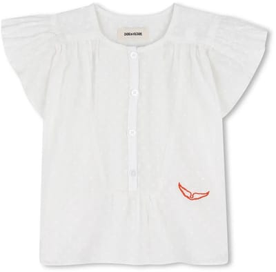 Zadig & Voltaire X60551 Blouse Met Korte Mouwen Wit 6 Years Meisje