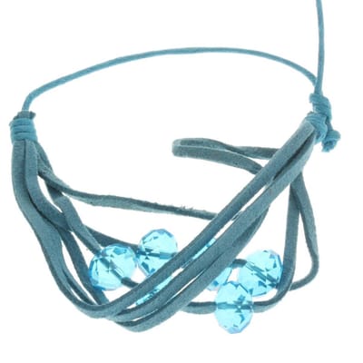 Behave - Armband - blauw imitatieleer kralen - zomertrend - verstelbaar