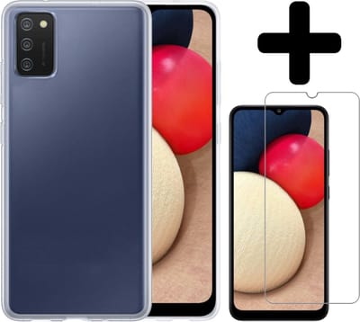 Hoesje - Met Screenprotector - Geschikt voor Samsung Galaxy A03s - Sterk & Shockproof - Back Cover - Siliconen Case - Telefoon Hoes - Telefoonhoesjes - Transparant