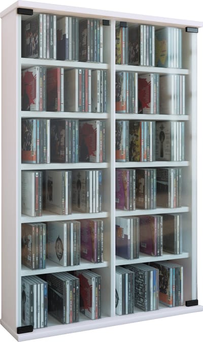 Houten CD DVD-standaard Plankkast Opbergstandaard Roma glazen deur