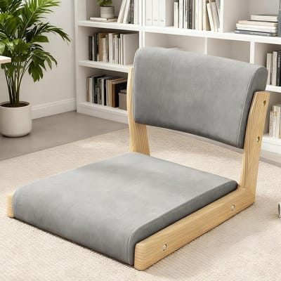Vloerstoel - Zitstoel - Ontspannen Zitten - Ondersteunende Rugleuning - 45 x 48 cm - Grijs