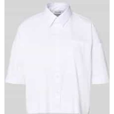 overhemdblouse met borstzak en kentkraag