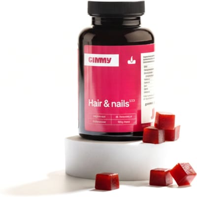GIMMY Hair & Nails - Supplement voor gezond haar & sterke nagels - Zink, biotine, druivenpitextract, bamboe-extract (silicium), MSM, vitamine A, C en E - Vegan, suikervrij & natuurlijk - Ontwikkeld door apothekers - 60 gummies