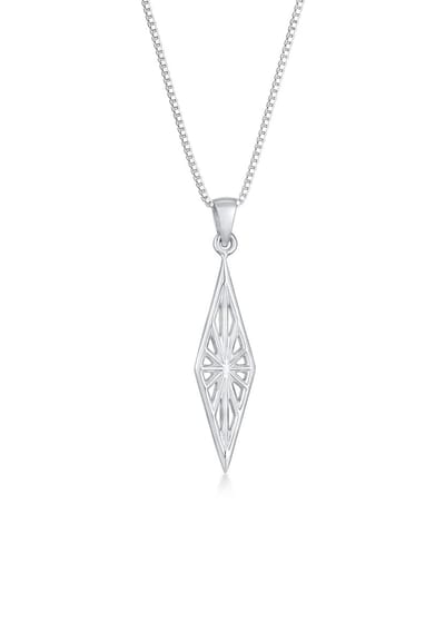 KUZZOI - Halsketting - Heren hanger Rhombus Ornament Used Look in 925 Sterling Silver - Heren