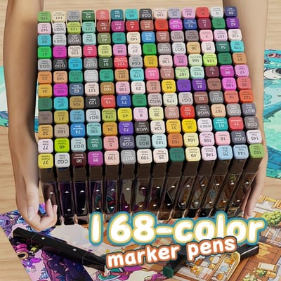 168x Acryl Stift Markers met Dubbele Punt – Professionele Teken- & Stoffenmarkers voor Creatief Werk