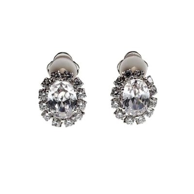 Clip-on Oorbellen Dames - Geplatineerd - Ovale Oorclips van Zirkonias - Geen Gaatjes