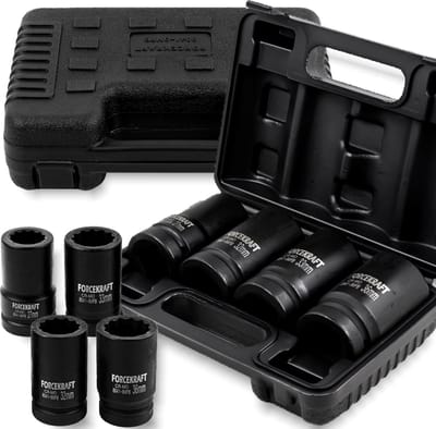 Forcekraft FK-8041-9MPB - Diepe Moersleutels Set - 27-36mm - 12-kant - 1 Inch