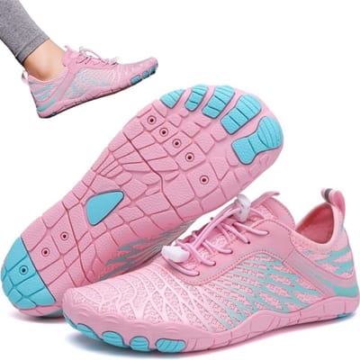 1 paar - Wandelschoenen op blote voeten - Ademende antislip sportschoenen - Waterschoenen met brede neus - Strandschoenen - Ademend - Antislip - Roze - Maat 39 - Geschikt voor buitensporten, fitness