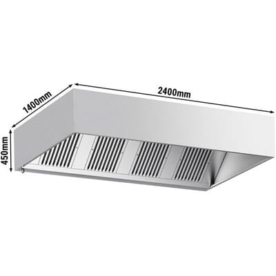 GGM Gastro Kastenhaube - 2400mm - mit Filter & Lampe Zilver
