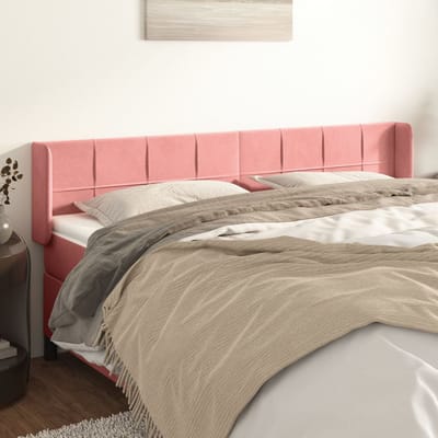 vidaXL - Hoofdbord - met - randen - 163x16x78/88 - cm - fluweel - roze