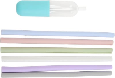 Set van 6 Herbruikbare Siliconen Drinkrietjes van 25 cm met Opbergdoos - Perfect voor Feesten en Duurzaam Gebruik
