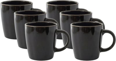 Home Deco Factory Mok - 6x - zwart - 40 cl - keramiek - vaatwasserbestendig