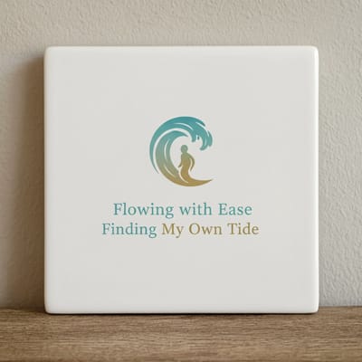 Decoratieve Keramische Tegel “Flowing with Ease, Finding My Own Tide” met Golf Design – Inspirerende Mindfulness Wanddecoratie – 15 × 15 cm